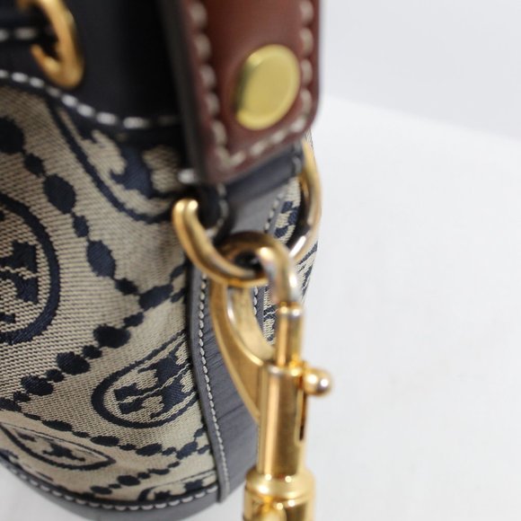 Tory Burch T Monogram Jacquard Bucket Bag - Navy Blue - Picture 5 of 10